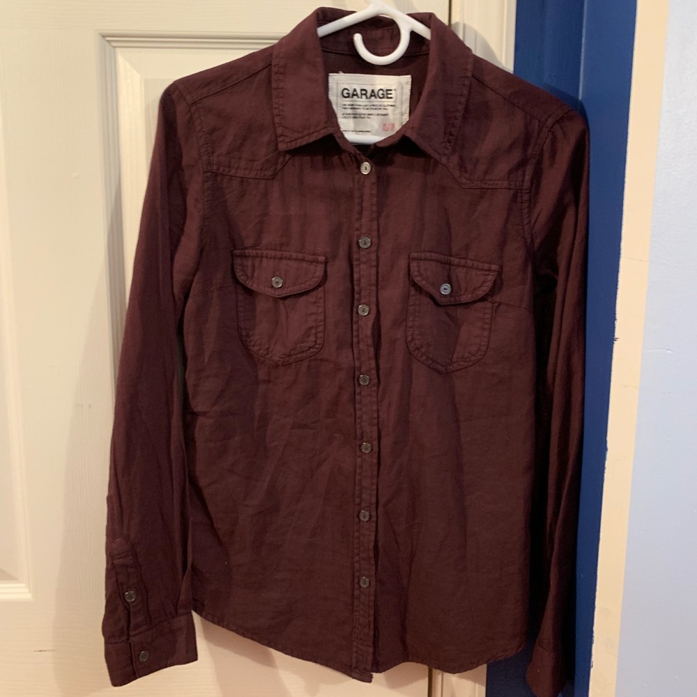Maroon button up shirt